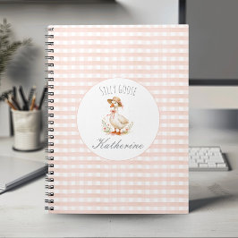 Caderno Espiral Ganso Bobo Elegante Rosa Meninas Nome Personalizad