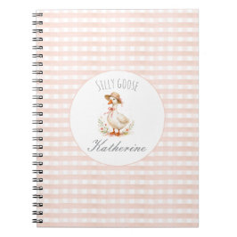Caderno Espiral Ganso Bobo Elegante Rosa Meninas Nome Personalizad