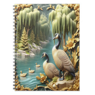 Caderno Espiral Gansos do Canadá em meio aos chorões