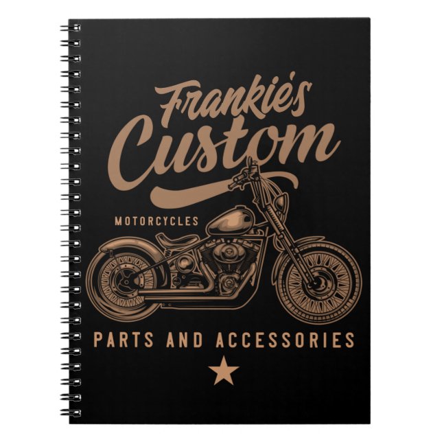 Caderno Espiral Garagem Personalizada de Motocicletas Custom Bobbe (Frente)