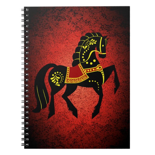 Caderno Espiral Garanhão preto do frisão/beleza preta, vermelho do (Frente)