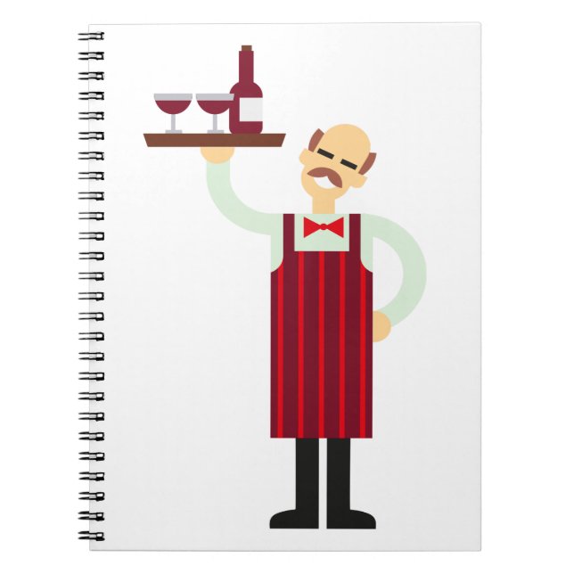 Caderno Espiral Garçom com Vinho (Frente)
