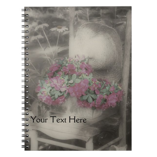 Caderno Espiral Garden Flower Chair In Black And White Notebook (Frente)