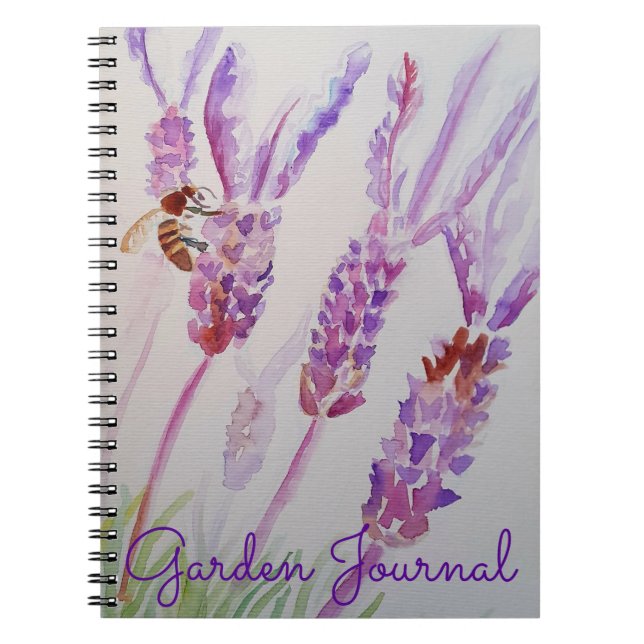 Caderno Espiral Garden Journal Lavender Bee Watercolour Notebook (Frente)