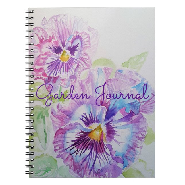 Caderno Espiral Garden Journal Pansy Floral Watercolour Notebook (Frente)