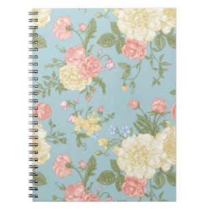 Caderno Espiral Garden Peony Floral Patterno