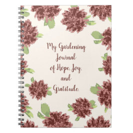 Caderno Espiral Gardening Joy and Gratidão - Red Daisies Frame.