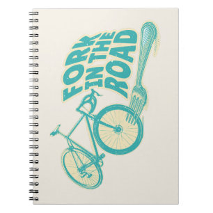 Caderno Espiral Garfo na estrada bicicleta Engraçada
