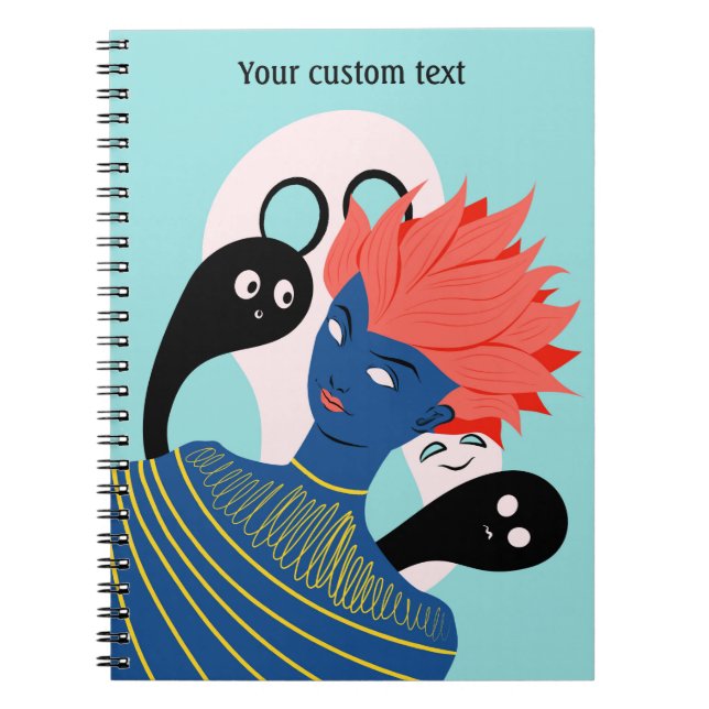 Caderno Espiral Garota alienígena com fantasmas fantasmas imaginár (Frente)