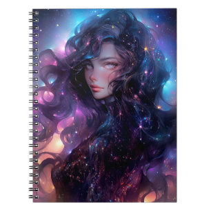 Caderno Espiral Garota Animada De Estrelas