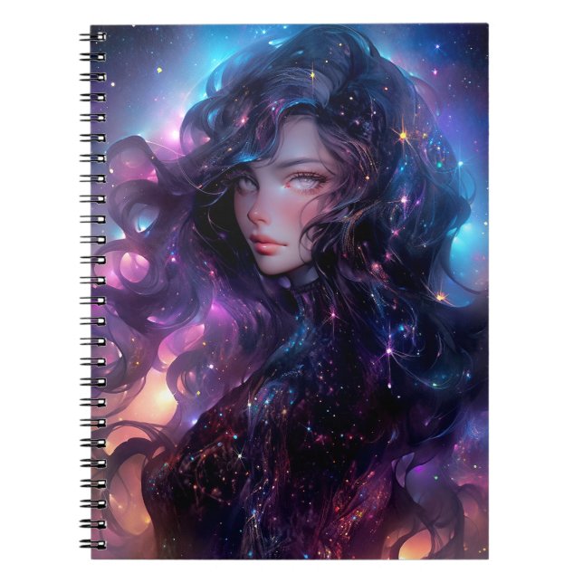 Caderno Espiral Garota Animada De Estrelas (Frente)