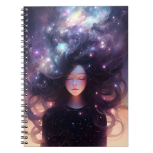 Caderno Espiral Garota Animada De Estrelas
