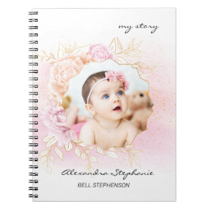 Caderno Espiral Garota-Bebê-Chique Rosa Personalizada Primeiro Ano