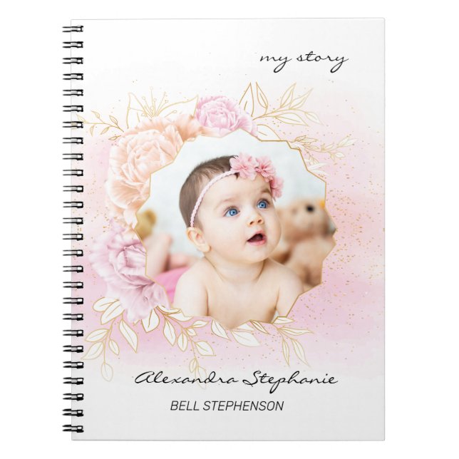 Caderno Espiral Garota-Bebê-Chique Rosa Personalizada Primeiro Ano (Frente)