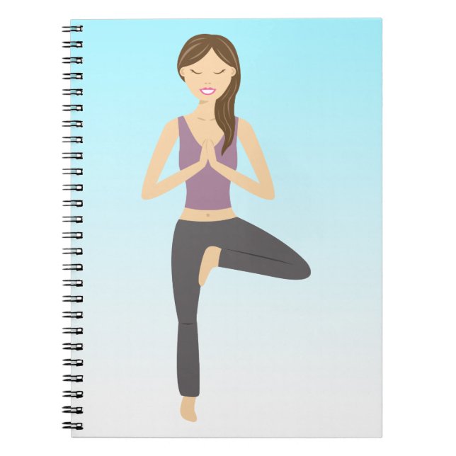 Caderno Espiral Garota Bonita De Yoga Fazendo A Ilustração De Pose (Frente)