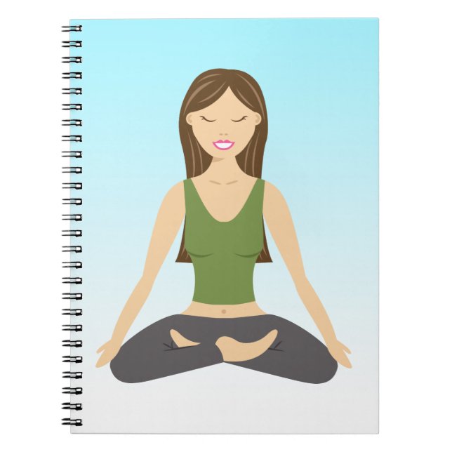 Caderno Espiral Garota Bonita De Yoga Sentada Na Ilustração De Lot (Frente)