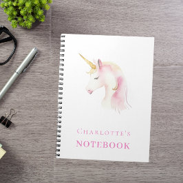 Caderno Espiral Garota branca-rosa-Unicorn
