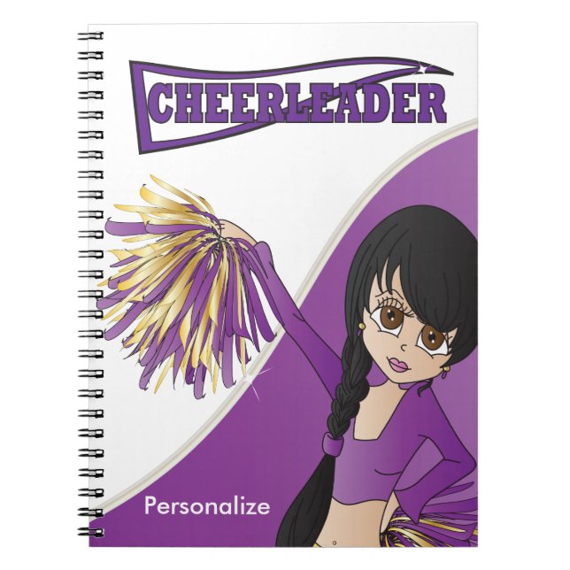 Caderno Espiral Garota Cheerleader | DIY Name | Roxa (Frente)