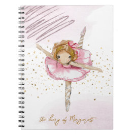 Caderno Espiral Garota Dançando Ballet Diário Rosa Adorável Diário