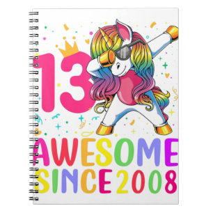 Caderno Espiral Garota de 13 anos 13 Birthday unicorns presentes p
