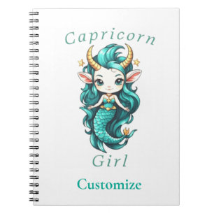 Caderno Espiral Garota de Capricórnio Sereia Thunder_Cove