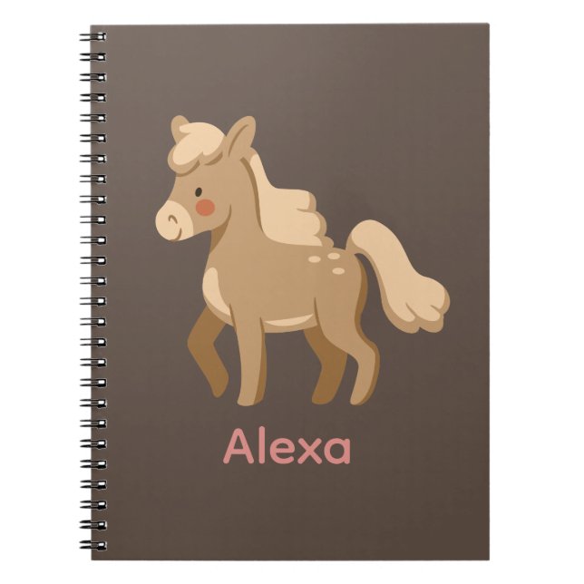 Caderno Espiral Garota de Cavalo de Pôneo Monograma Personalizada (Frente)
