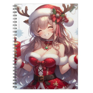 Caderno Espiral Garota de Natal de anime fofa