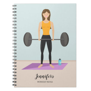 Caderno Espiral Garota de Treino Forte Desenho Personalizável de F