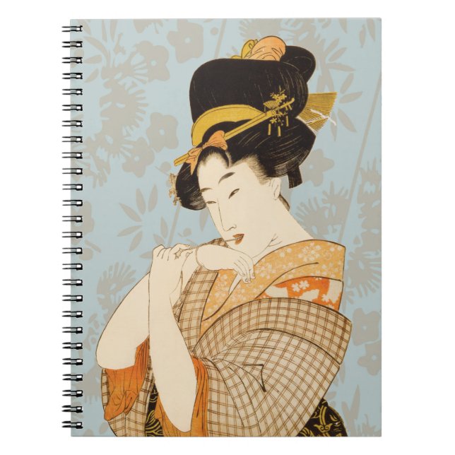 Caderno Espiral Garota Geisha Japonesa Vintage em Kimono (Frente)