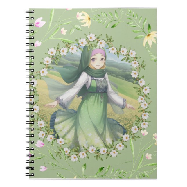 Caderno Espiral garota hijabi na primavera (Frente)