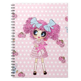 Caderno Espiral Garota Kawaii PinkyP, garota bonita