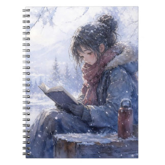 Caderno Espiral Garota Leitura de Inverno