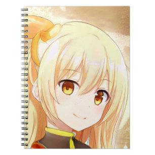 Caderno Espiral Garota loira sorridente com olhos âmbar anime mang