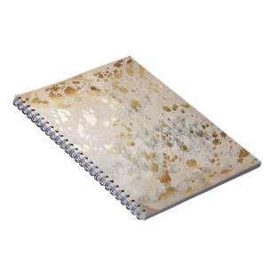 Caderno Espiral Garota Metálica Dourada Faux Cowhide Impressão-Met