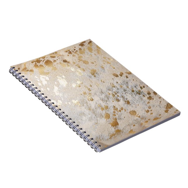 Caderno Espiral Garota Metálica Dourada Faux Cowhide Impressão-Met (Lado Direito)