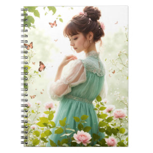 Caderno Espiral Garota No Jardim De Verão