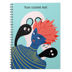 Caderno Espiral Garota Psicodélica Com Amigos Fantasmas Loucos
