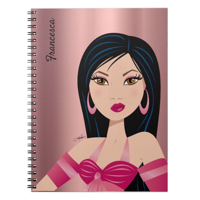 Caderno Espiral Garota Sassassy Atitude Asiática Personalizada (Frente)