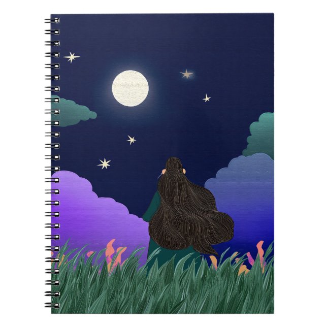 Caderno Espiral Garota Sonhadora ao Luar (Frente)