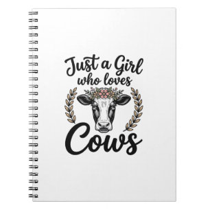 Caderno Espiral Garota Vintage Que Ama Vacas Camisa Floral De Vaca