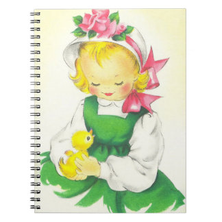 Caderno Espiral Garotinha Vintage Retro Fofo