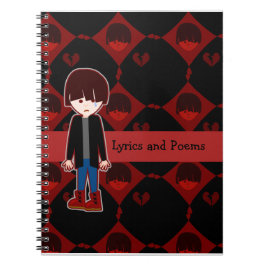 Caderno Espiral Garoto Emo Triste Solitário Diversão Desenho Carto