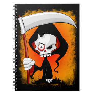 Caderno Espiral Garrafa de Água de Cartoon do Grim Reaper