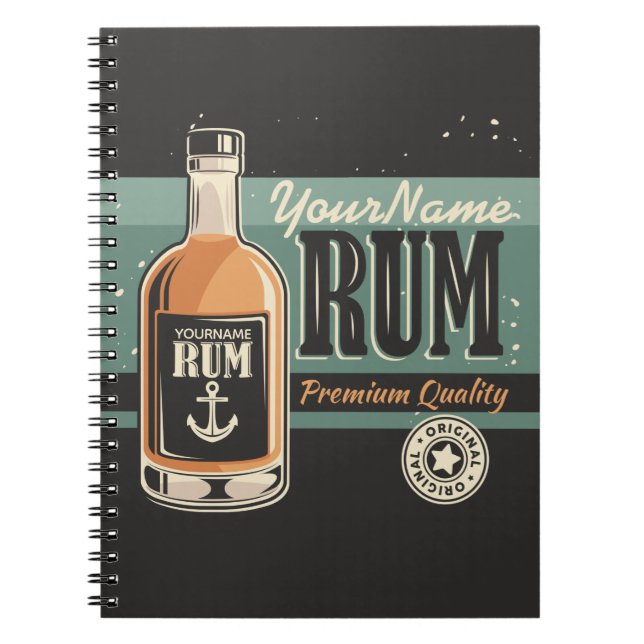 Caderno Espiral Garrafa de Rum de Marinheiro Personalizada Sinal R (Frente)