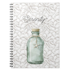 Caderno Espiral Garrafa Serenity Beach Coral Branco Estrela do Mar
