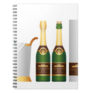 Caderno Espiral garrafas de champanhe