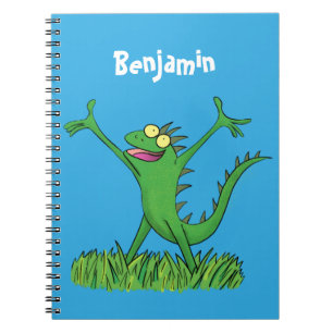 Caderno Espiral Garrard animado de iguana animado e verde