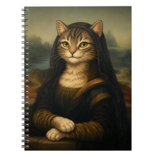 Caderno Espiral Gata Mona Lisa Paródia Arte Renascentista