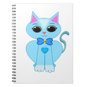 Caderno Espiral gatinho azul-claro e na moda