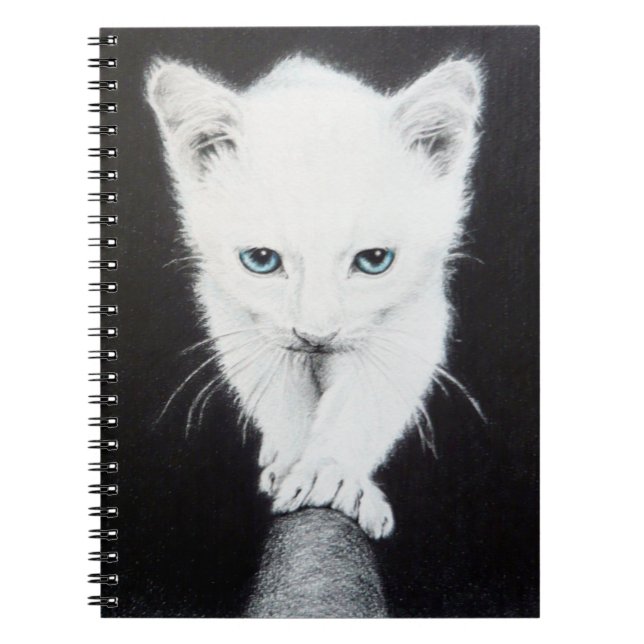 Caderno Espiral Gatinho branco e bonito Desenho de animais Amantes (Frente)